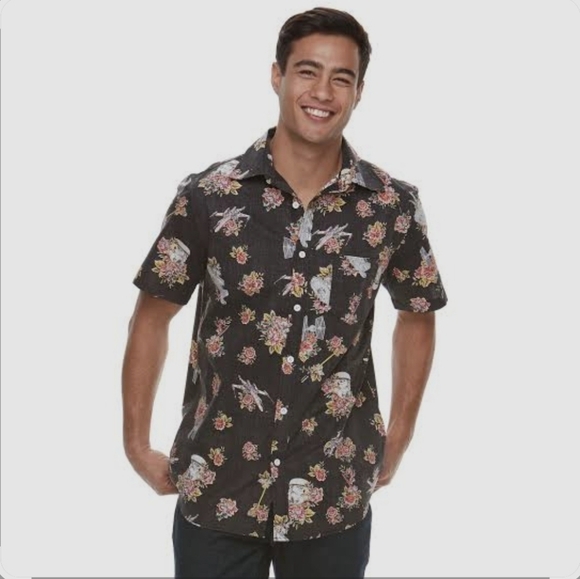 Star Wars Other - Disney Star Wars Floral Stormtrooper Hawaiian Button Down Shirt Men's Small